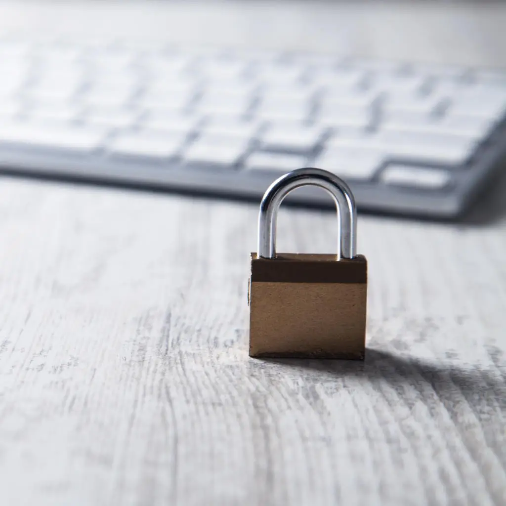 Padlock with computer keyboard. Internet and computer security