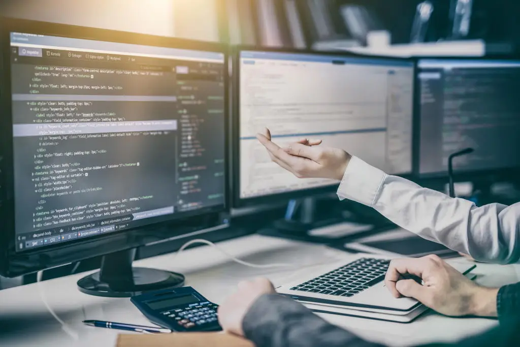 Developing programming and coding technologies. Website design. Cyber space concept.